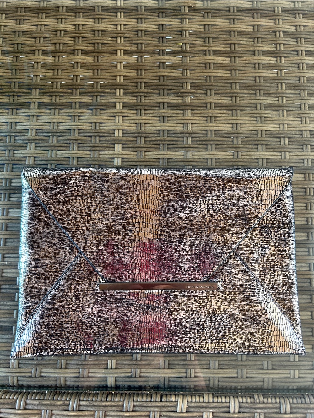 BCBGMaxAzria Metallic Rose Clutch Envelope